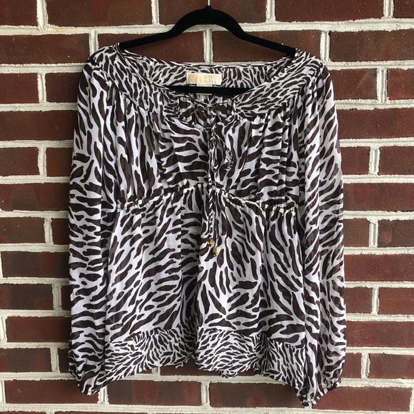 Michael Kors Sheer Animal Print Blouse - Picture 7 of 8